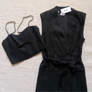 Jason Wu Black Double Breast Blazer Vest Jacket With Belt And Corset Top NWT